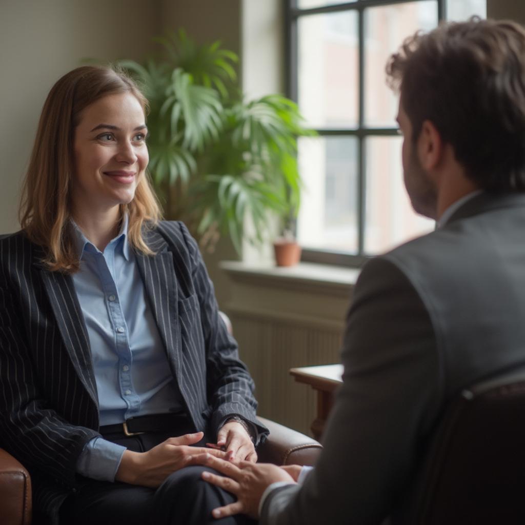 Client Consulting with Attorney in Office